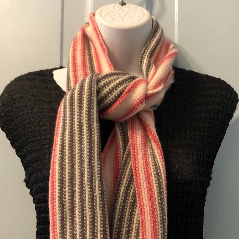 Scots Regal Lambswool scarf pink white brown
